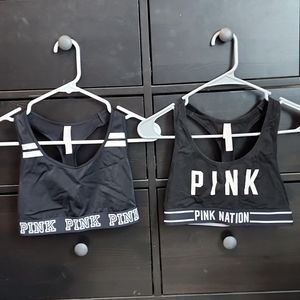 2 Small Black Victoria Secret PINK Sports Bras